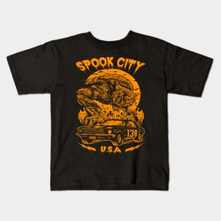 "SPOOK CITY" ORANGE Kids T-Shirt